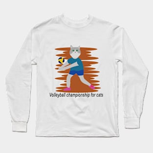 Cat hitting volleyball ball Long Sleeve T-Shirt